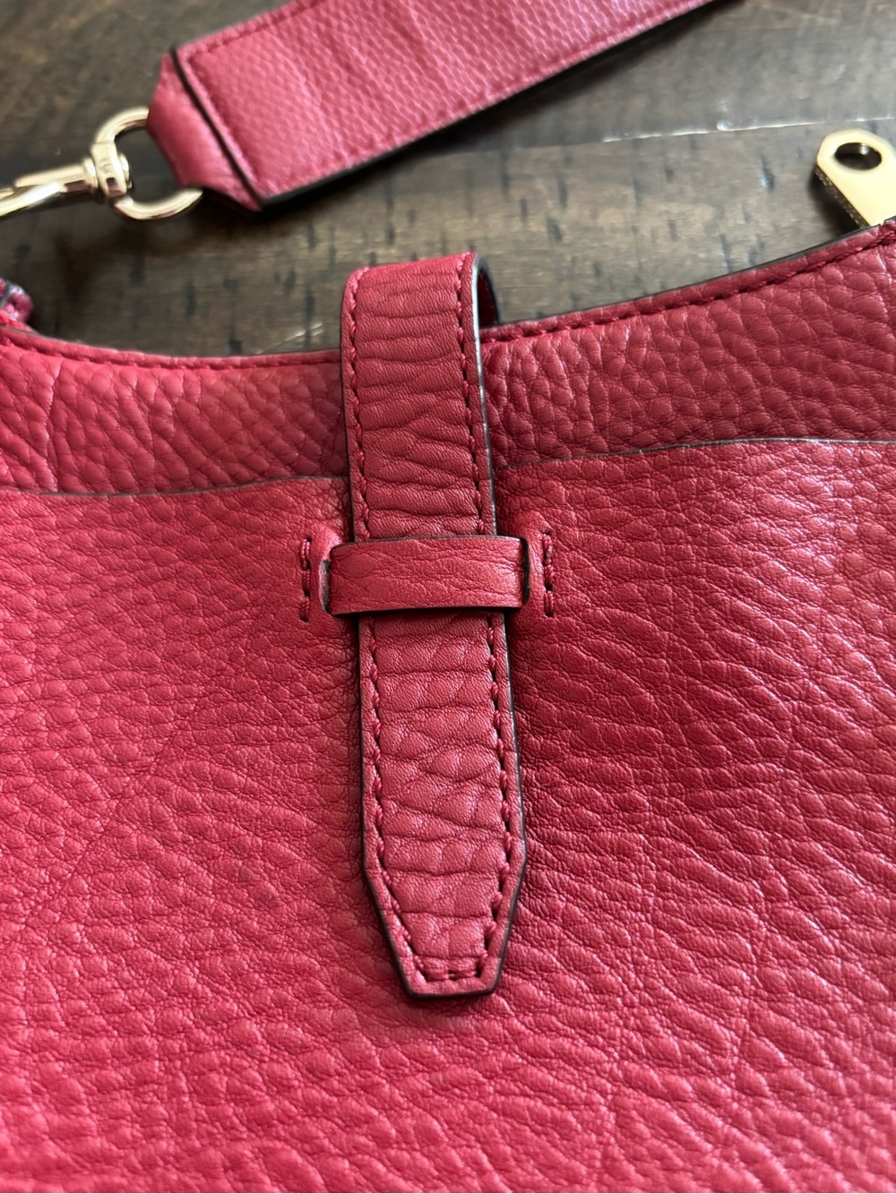 Rebecca Minkoff Red Crossbody Unlined Leather Purse with Silver Studs - Picture 7 of 10